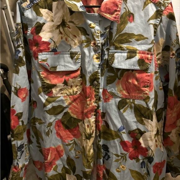 Roaman’s Floral Longsleeve Button Up Shirt Size 1X RN88842 NWOT Pockets - Picture 1 of 16